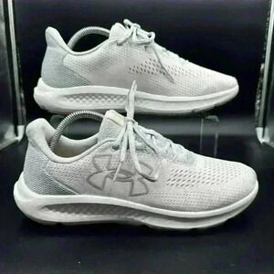 Under Armour Womens Charged Pursuit 3 Big Logo Shoes Pink/Gray Size 11 EUC CLEAN